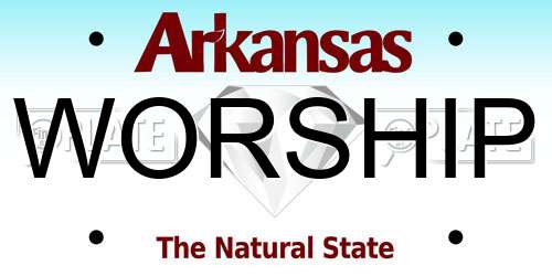 WORSHIP Arkansas License Plate
