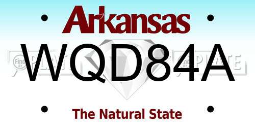 WQD84A Arkansas License Plate
