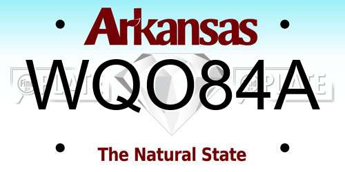 WQO84A Arkansas License Plate