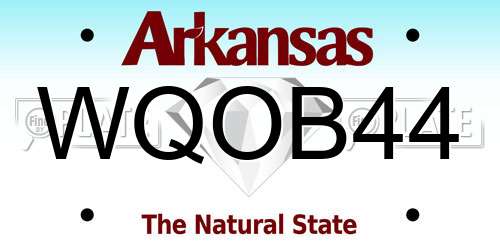 WQOB44 Arkansas License Plate