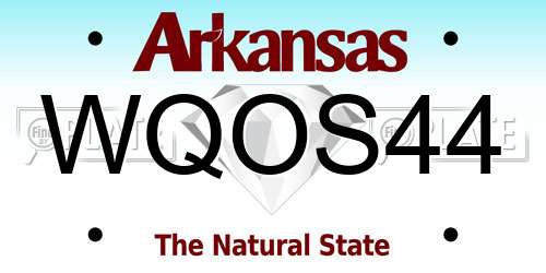 WQOS44 Arkansas License Plate