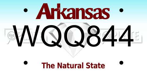 WQQ844 Arkansas License Plate