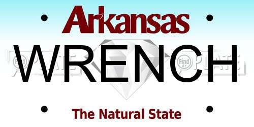 WRENCH Arkansas License Plate