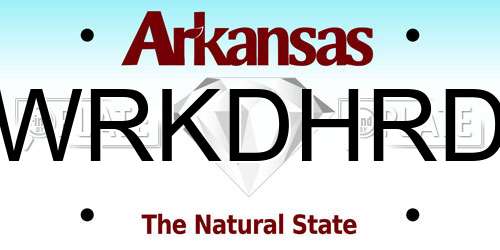 WRKDHRD Arkansas License Plate