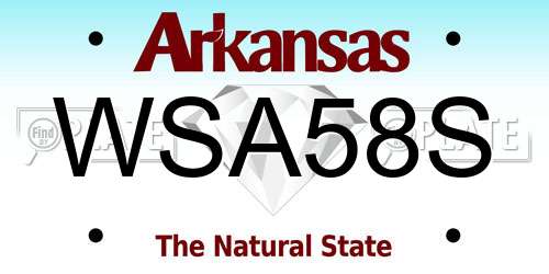 WSA58S Arkansas License Plate