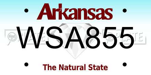 WSA855 Arkansas License Plate