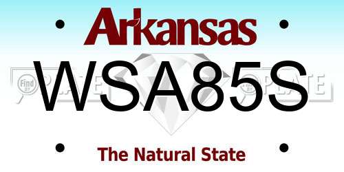 WSA85S Arkansas License Plate