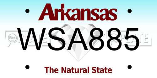 WSA885 Arkansas License Plate