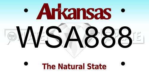 WSA888 Arkansas License Plate