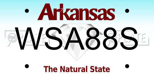 WSA88S Arkansas License Plate