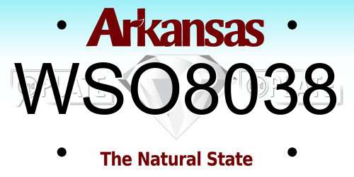 WSO8038 Arkansas License Plate