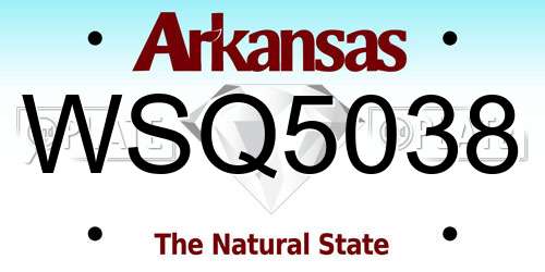 WSQ5038 Arkansas License Plate