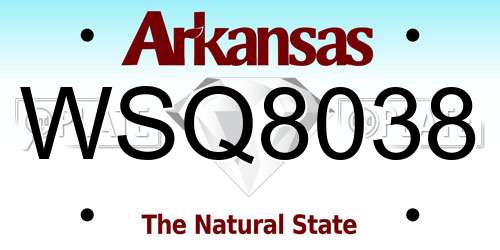 WSQ8038 Arkansas License Plate
