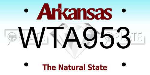 WTA953 Arkansas License Plate