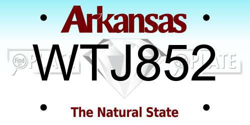 WTJ852 Arkansas License Plate