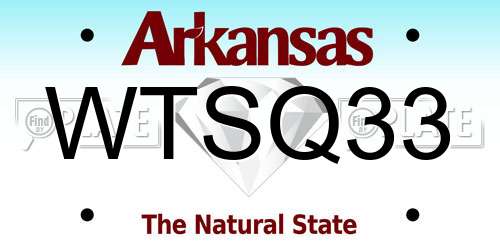 WTSQ33 Arkansas License Plate