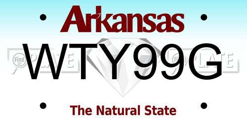 WTY99G Arkansas License Plate