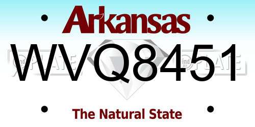 WVQ8451 Arkansas License Plate