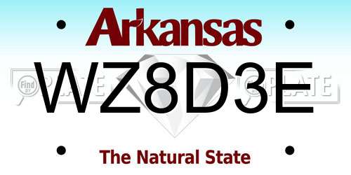WZ8D3E Arkansas License Plate