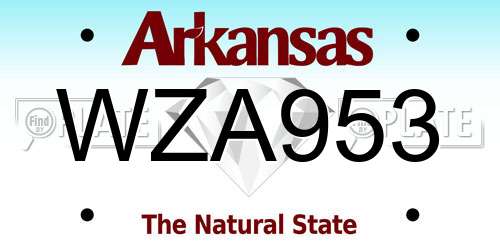 WZA953 Arkansas License Plate