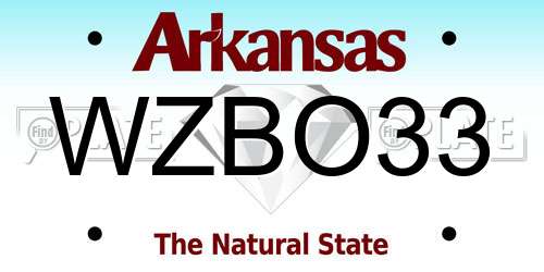 WZBO33 Arkansas License Plate