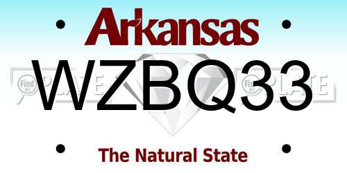 WZBQ33 Arkansas License Plate