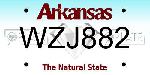 WZJ882 Arkansas License Plate