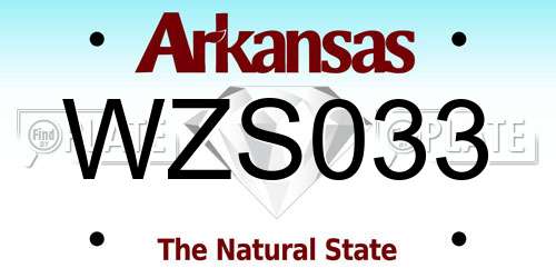 WZS033 Arkansas License Plate