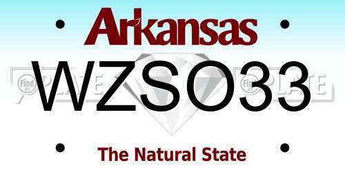 WZSO33 Arkansas License Plate