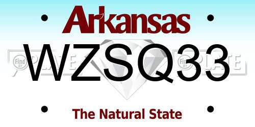 WZSQ33 Arkansas License Plate