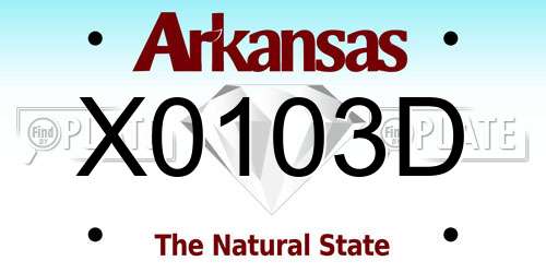 X0103D Arkansas License Plate