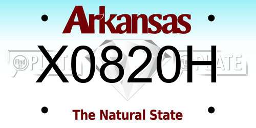 X0820H Arkansas License Plate