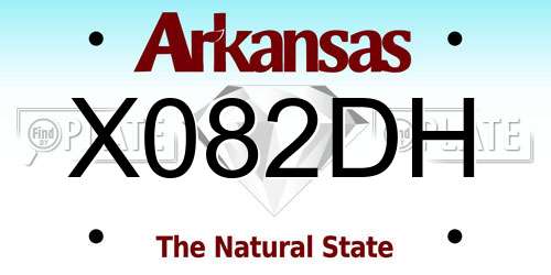 X082DH Arkansas License Plate