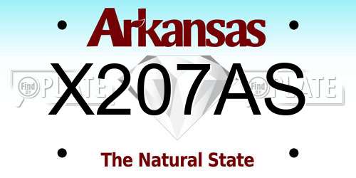 X207AS Arkansas License Plate
