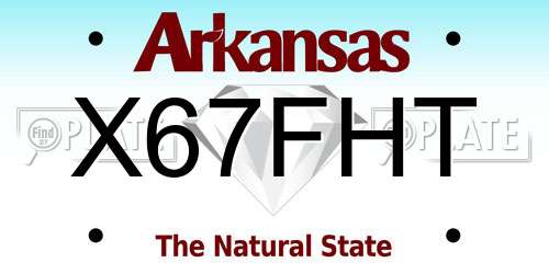 X67FHT Arkansas License Plate