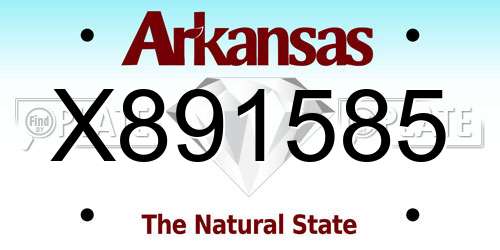 X891585 Arkansas License Plate