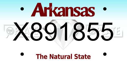 X891855 Arkansas License Plate