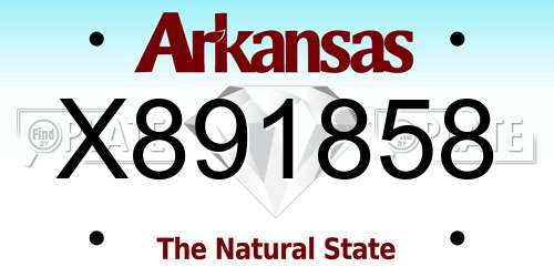 X891858 Arkansas License Plate