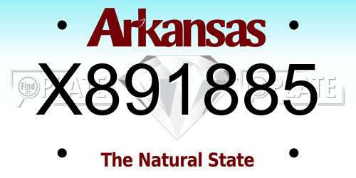 X891885 Arkansas License Plate