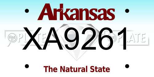 XA9261 Arkansas License Plate