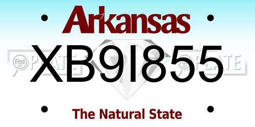 XB9I855 Arkansas License Plate