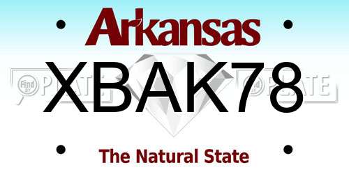 XBAK78 Arkansas License Plate