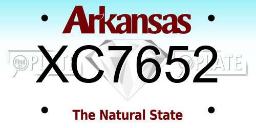 XC7652 Arkansas License Plate