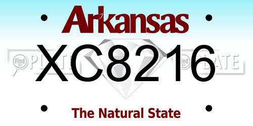 XC8216 Arkansas License Plate