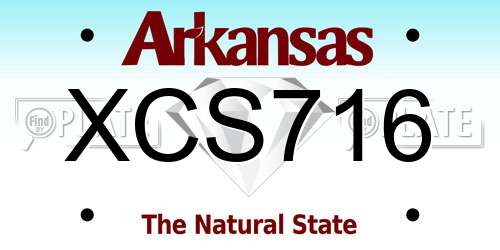 XCS716 Arkansas License Plate