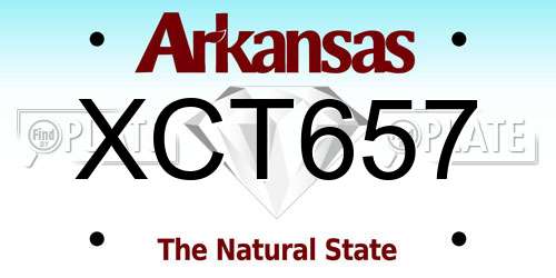 XCT657 Arkansas License Plate