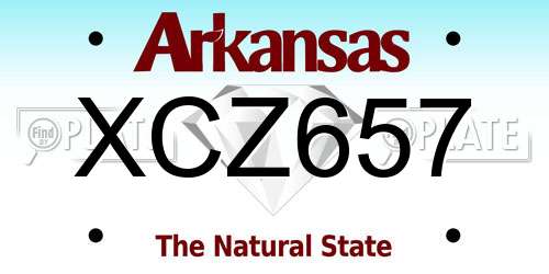 XCZ657 Arkansas License Plate