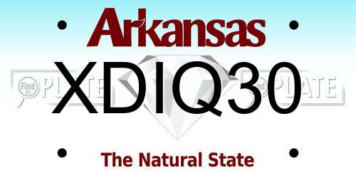 XDIQ30 Arkansas License Plate
