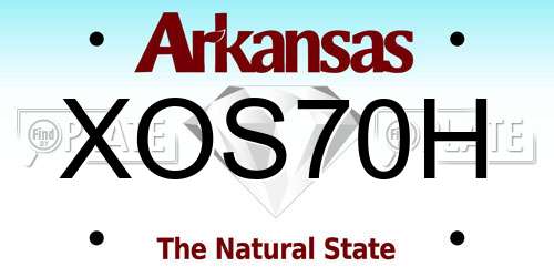 XOS70H Arkansas License Plate