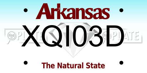 XQI03D Arkansas License Plate